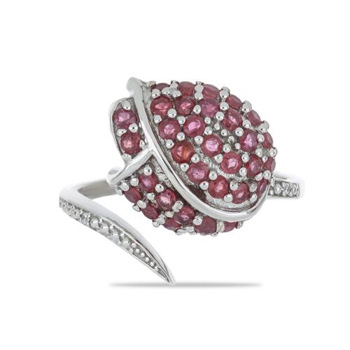 BUY GLASS FILLED RUBY GEMSTONE RING IN 925 SILVER 