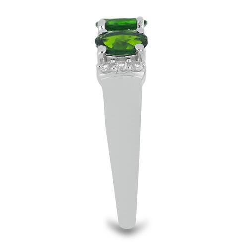 BUY NATURAL CHROME DIOPSIDE WITH WHITE ZIRCON GEMSTONE RING IN 925 SILVER 