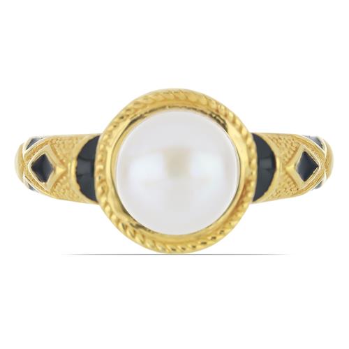 BUY 925 SILVER NATURAL WHITE FRESHWATER PEARL GEMSTONE ENAMEL RING 