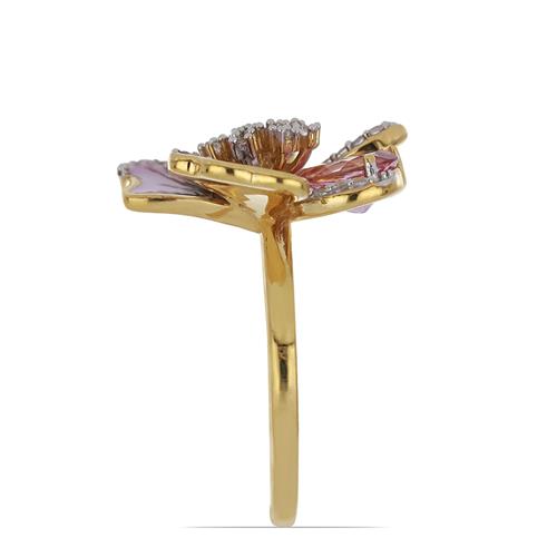 BUY 925 SILVER NATURAL PINK TOPAZ WITH WHITE ZIRCON GEMSTONE ENAMEL RING 