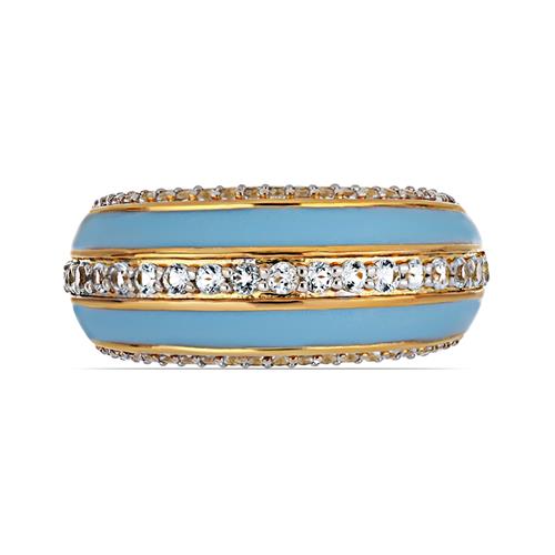 BUY 925 SILVER NATURAL SKY BLUE TOPAZ GEMSTONE ENAMEL  RING 