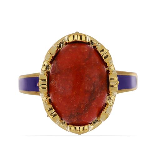 BUY 925 SILVER NATURAL RED JASPER GEMSTONE ENAMEL RING 