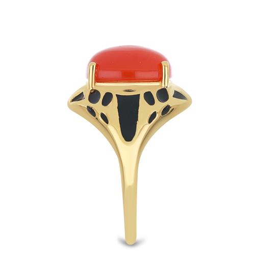 BUY 925 SILVER NATURAL CARNELIAN GEMSTONE ENAMEL RING 