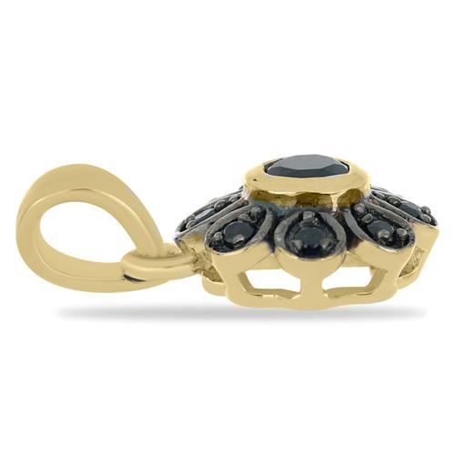 BUY 925 SILVER NATURAL BLACK SPINEL GEMSTONE PENDANT IN GOLD PLATED