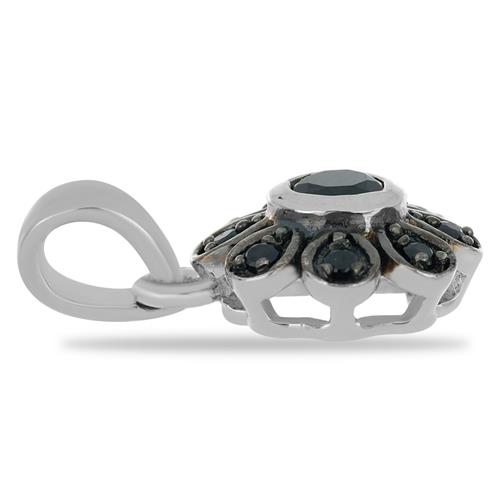 BUY 925 SILVER NATURAL BLACK SPINAL GEMSTONE PENDANT