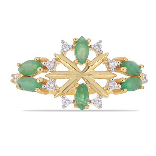 BUY 925 SILVER NATURAL EMERALD TRANSPARENT GEMSTONE RING
