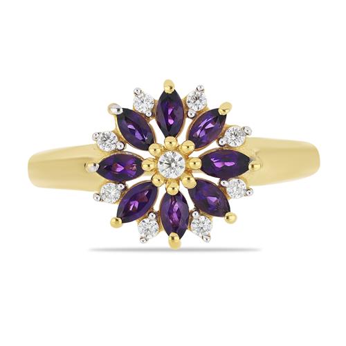 BUY 925 SILEVR WITH AFRICAN AMETHYST GEMSTONE FLORAL RING