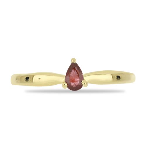 BUY 925 SILVER GOLD PALTED WITH GLASS FILLED RUBY GEMSTONE RING
