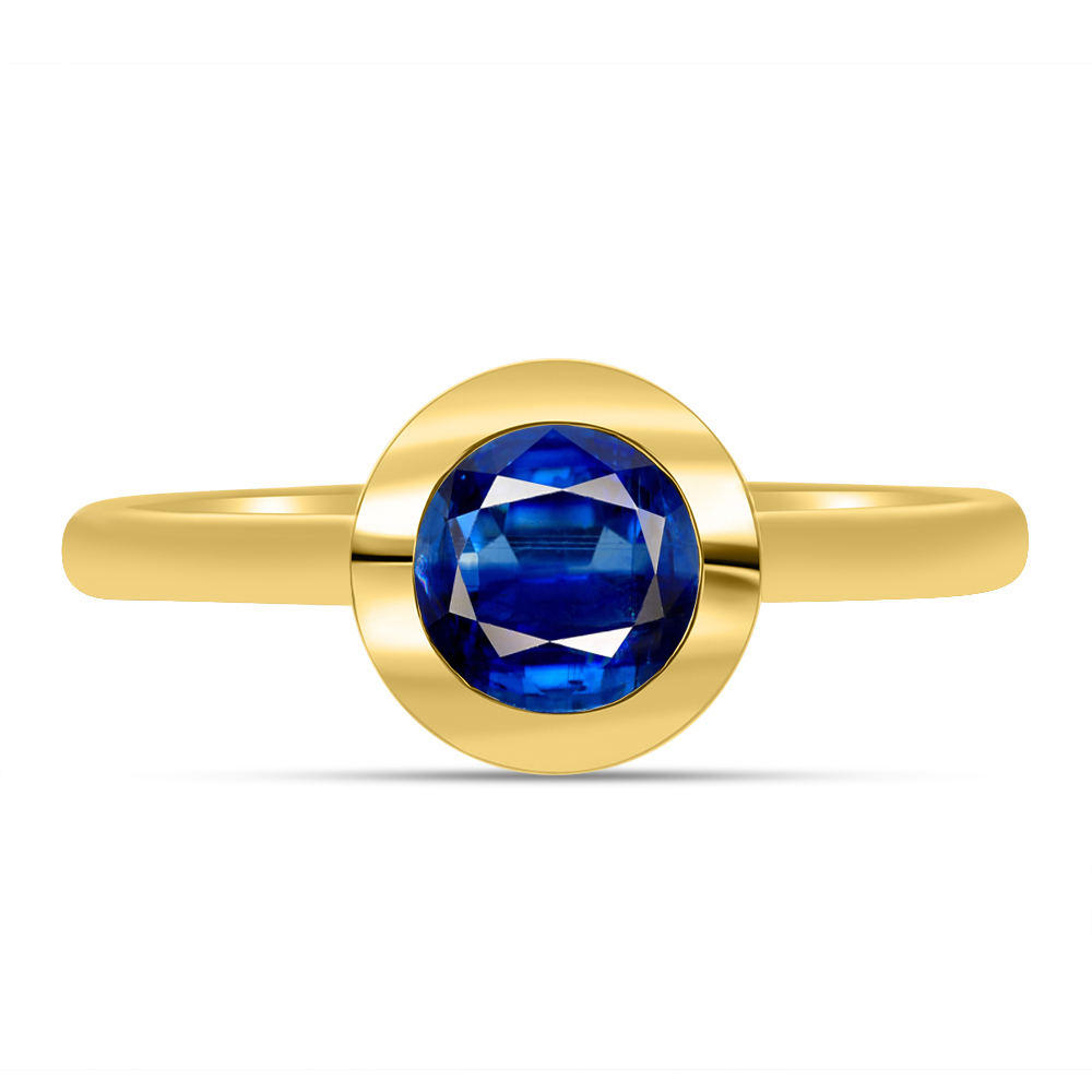 BUY 14K GOLD BLUE KYANITE SOLITAIRE RING – CLASSIC BEZEL SETTING DESIGN