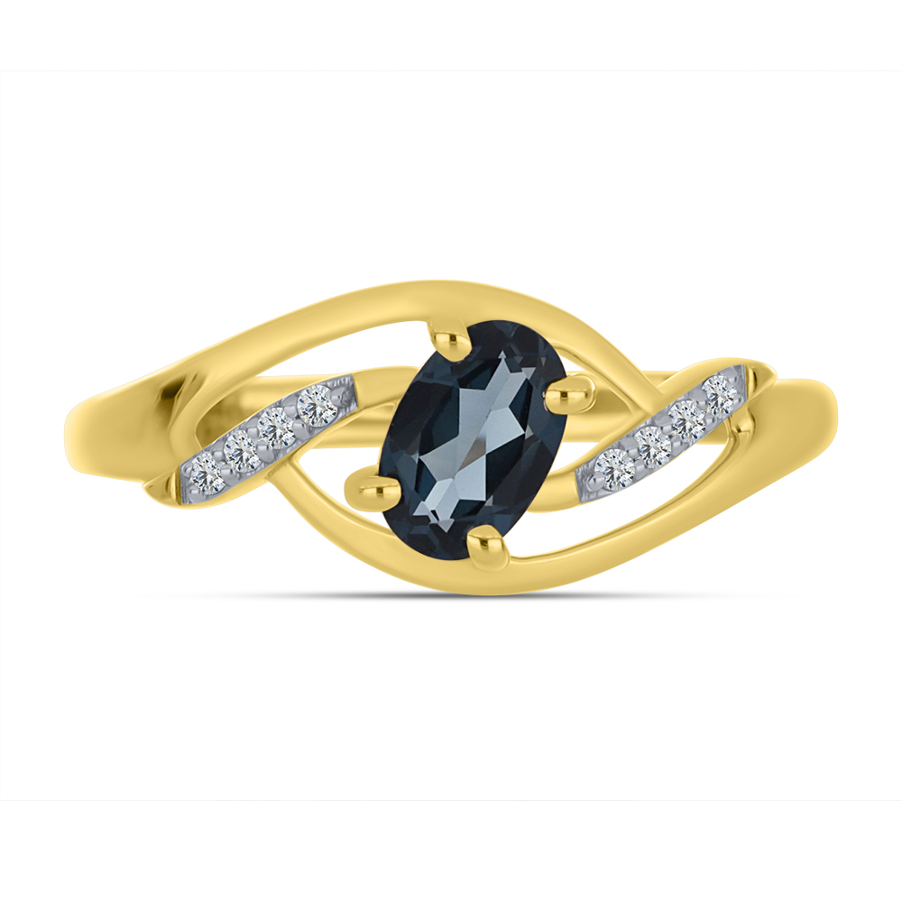 BUY 14K GOLD WITH NATURAL LONDON BLUE TOPAZ GEMSTONE RING