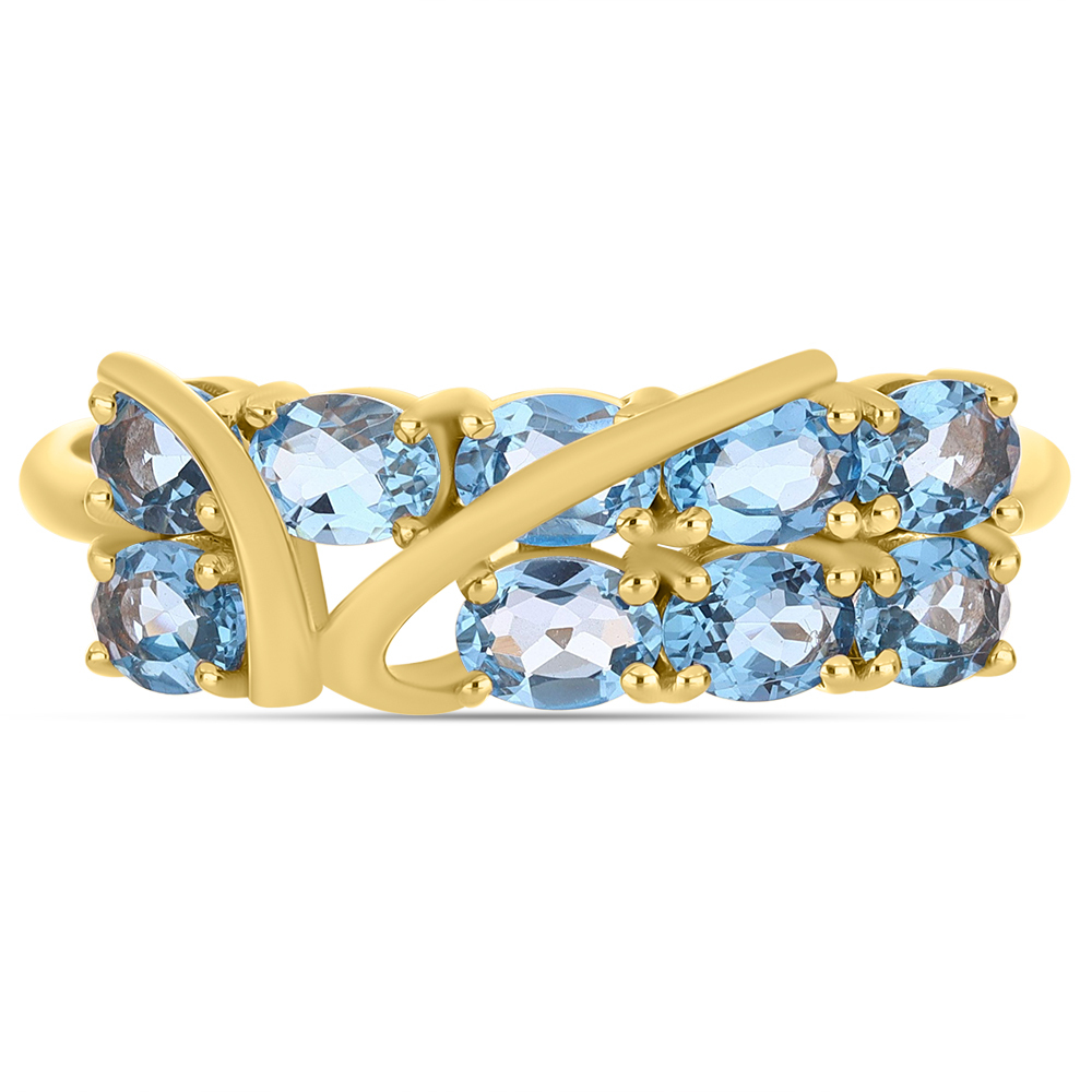 BUY NATURAL SWISS BLUE TOPAZ GEMSTONE RING IN 14K GOLD
