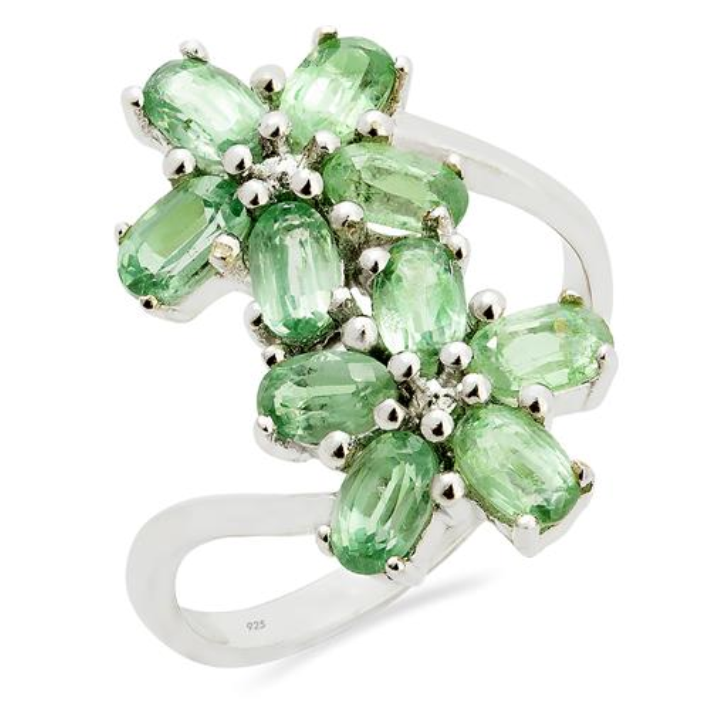 BUY 925 SILVER NATURAL MINT KYANITE GEMSTONE FLORAL RING