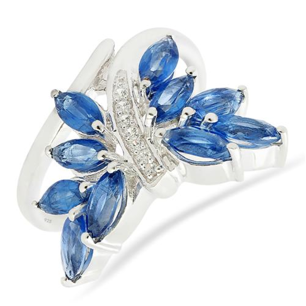 BUY 925 STERLING SILVER NATURAL BLUE KYANITE GEMSTONE RING