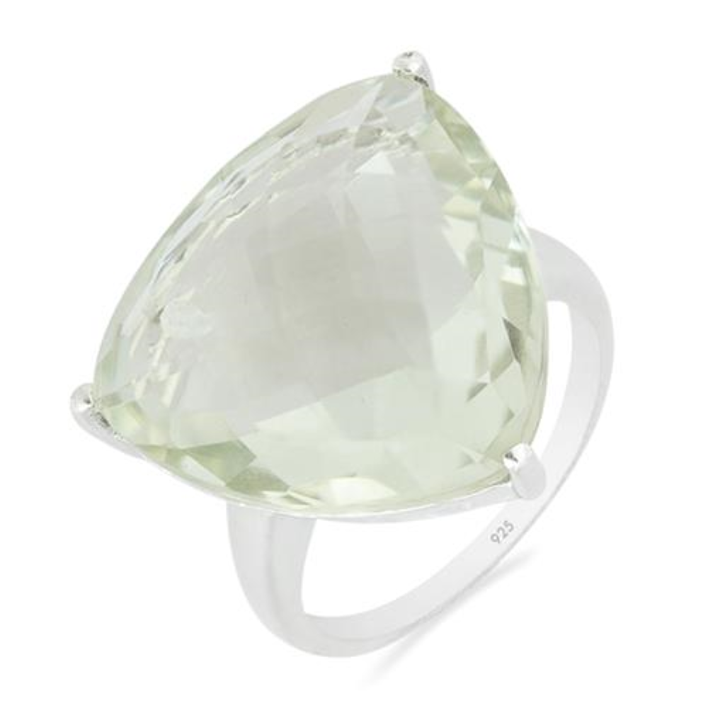 BUY STERLING SILVER GREEN AMETHYST GEMSTONE BIG STONE RING