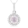 BUY 925 SILVER  NATURAL ROSE QUARTZ GEMSTONE HALO PENDANT