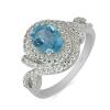 BUY NATURAL SWISS BLUE TOPAZ GEMSTONE HALO RING IN STERLING SILVER