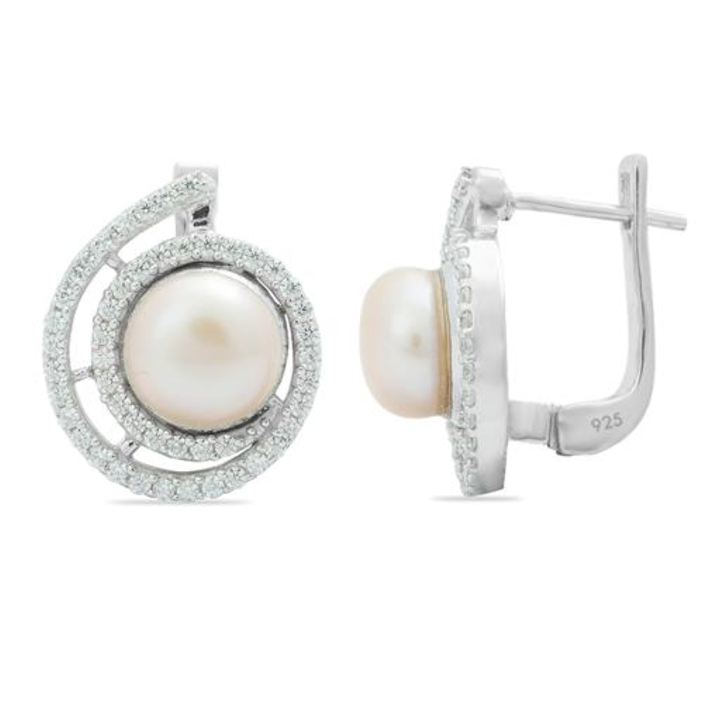 BUY NATURAL PEARL GEMSTONE EARRINGS IN 925 SILVER