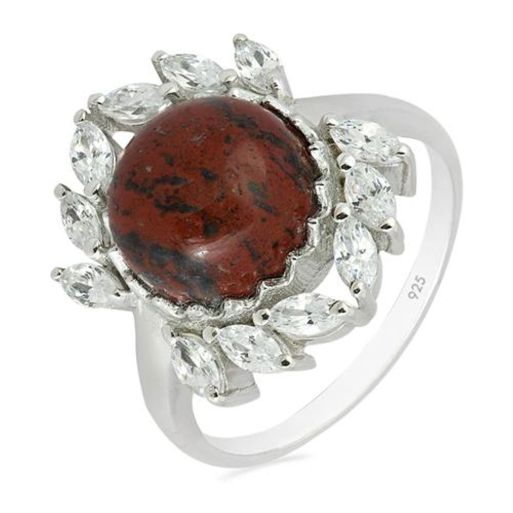 BUY 925 SILVER NATURAL RED JASPER GEMSTONE CLASSIC RING
