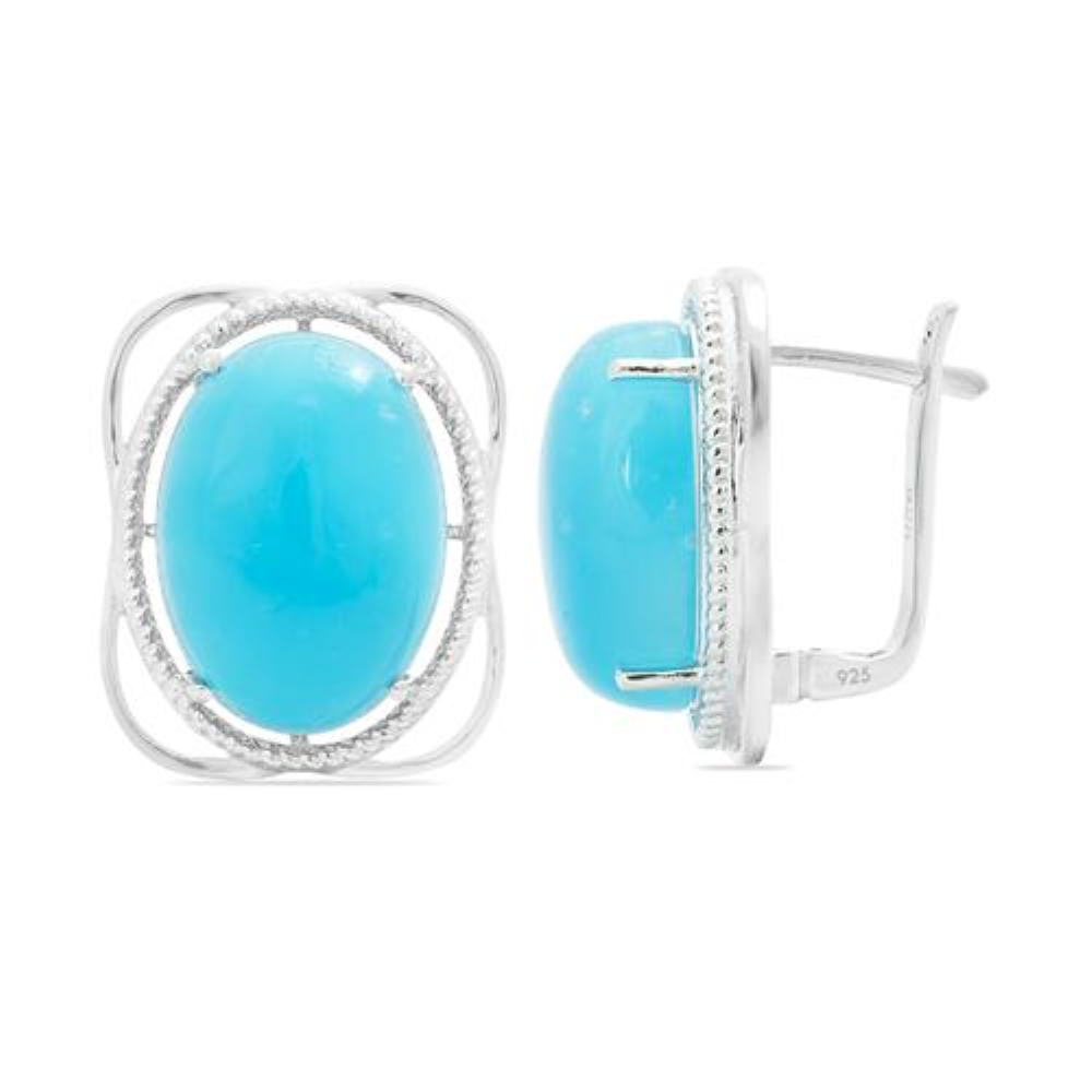 BUY NATURAL SMITHSONITE  BIG GEMSTONE  EARRINGS IN 925 STERLING SILVER