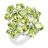 BUY REAL PERIDOT GEMSTONE FLOWER RING IN STERLING SILVER
