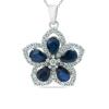 NATURAL BLUE SAPPHIRE GEMSTONE FLORAL PENDANT IN 925 STERLING SILVER - MANUFACTURERS IN THE USA