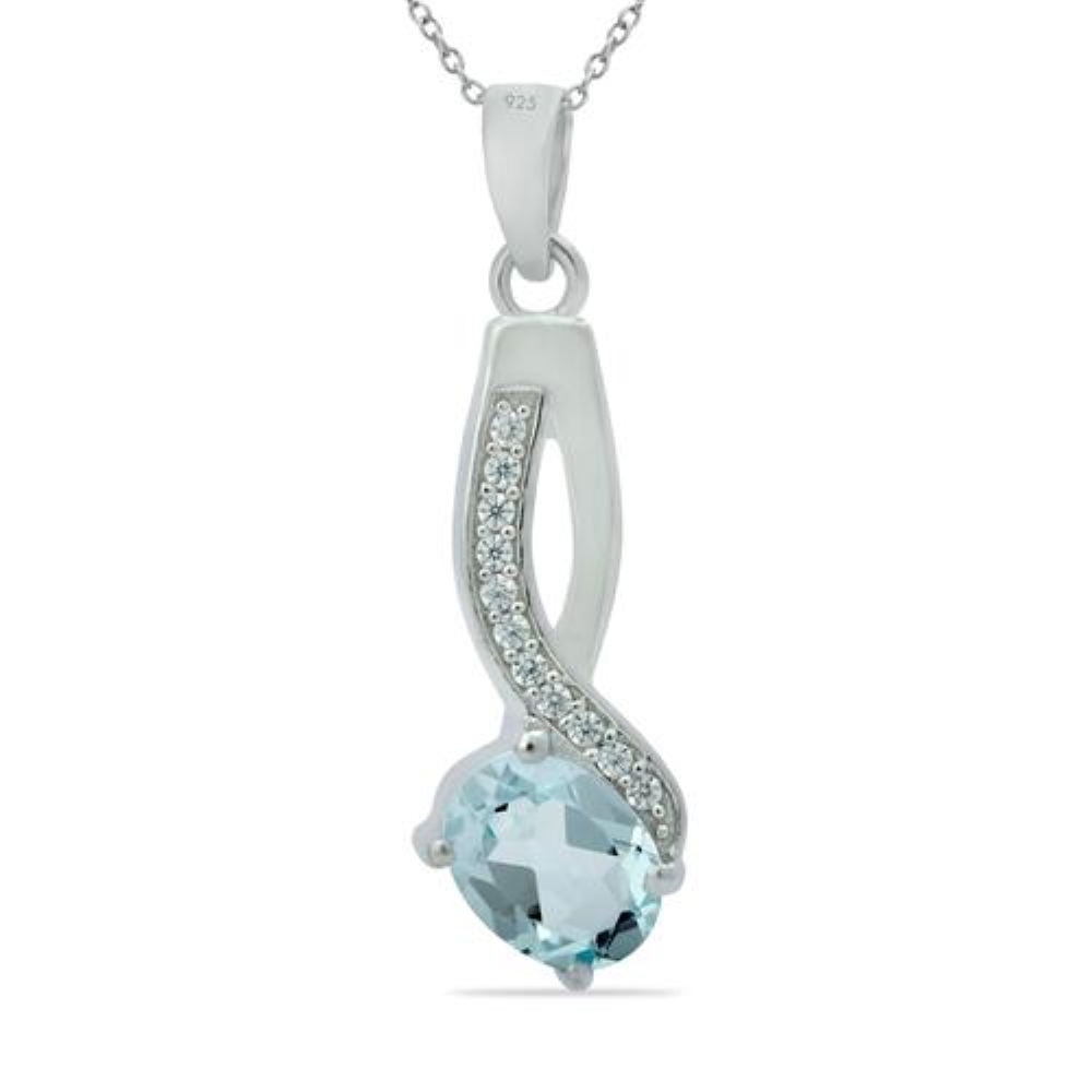 BUY REAL SKY BLUE TOPAZ GEMSTONE CLASSIC PENDANT IN 925 SILVER