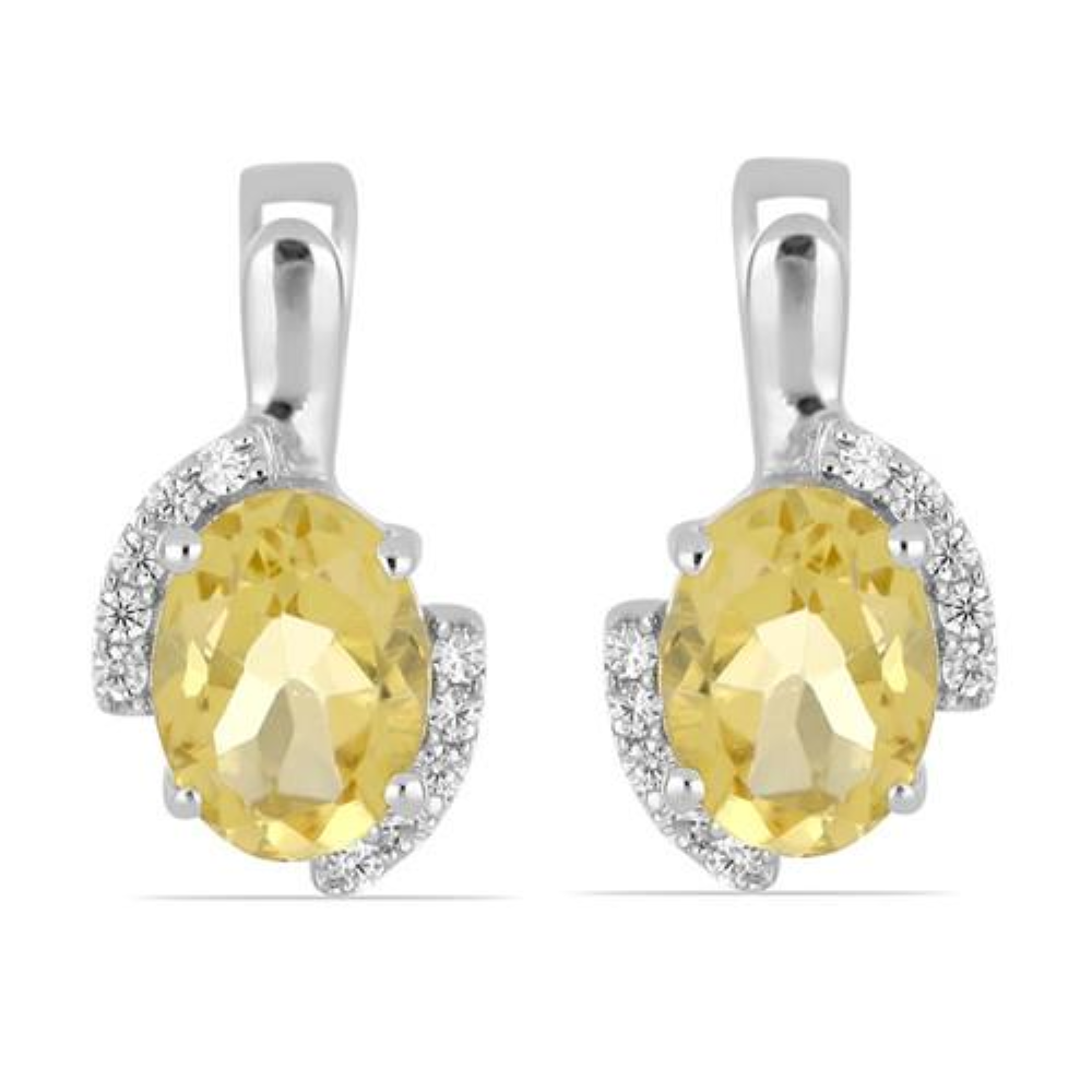 BUY REAL CITRINE GEMSTONE CLASSIC EARRINGS IN STERLING SILVER