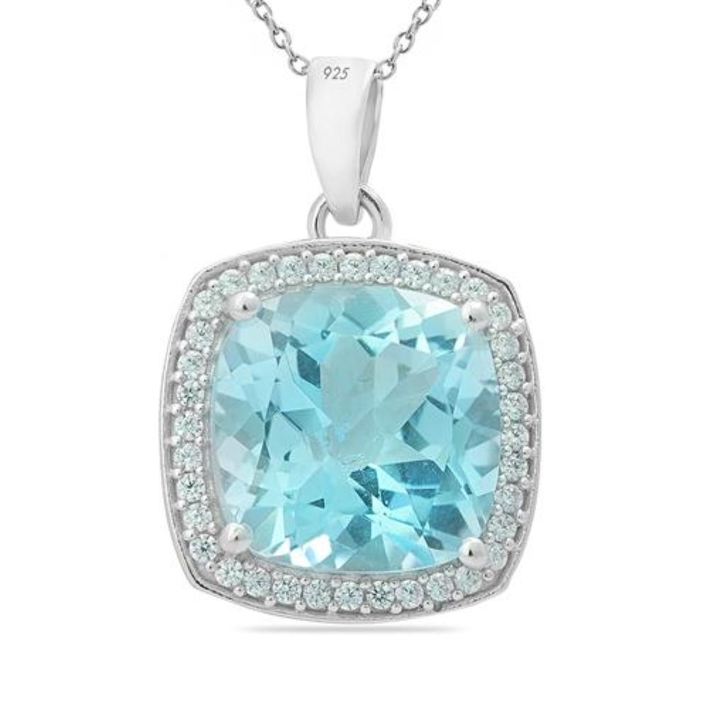 BUY 925 SILVER NATURAL SKY BLUE TOPAZ GEMSTONE BIG STONE PENDANT