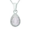 BUY REAL ROSE QUARTZ GEMSTONE HALO PENDANT IN STERLING SILVER