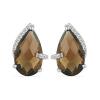 BUY STERLING SILVER REAL SMOKY GEMSTONE PEAR-SHAPED CLASSIC EARRINGS WITH CUBIC ZIRCONIA – JEWELPIN WHOLESALE