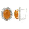 BUY 925 STERLING SILVER SYNTHETIC AMBER GEMSTONE HALO EARRINGS