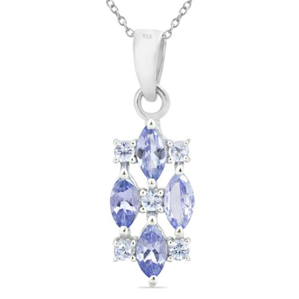 BUY 925 SILVER NATURAL TANZANITE MULTI GEMSTONE PENDANT