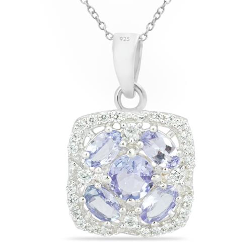 BUY 925 STERLING SILVER NATURAL TANZANITE STONE UNIQUE PENDANT