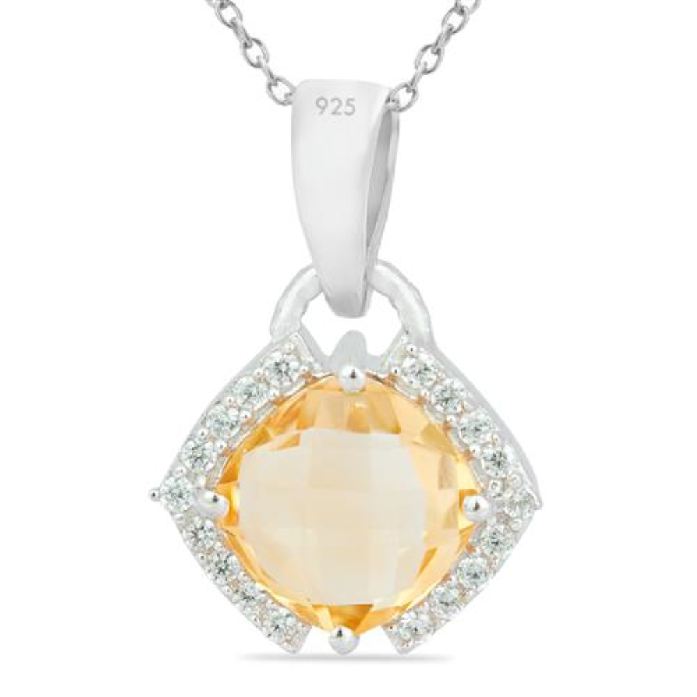 BUY REAL CITRINE GEMSTONE CLASSIC PENDANT IN 925 SILVER 