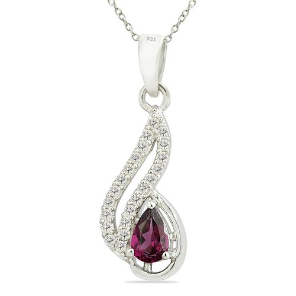 BUY 925 SILVER NATURAL RHODOLITE GEMSTONE CLASSIC  PENDANT