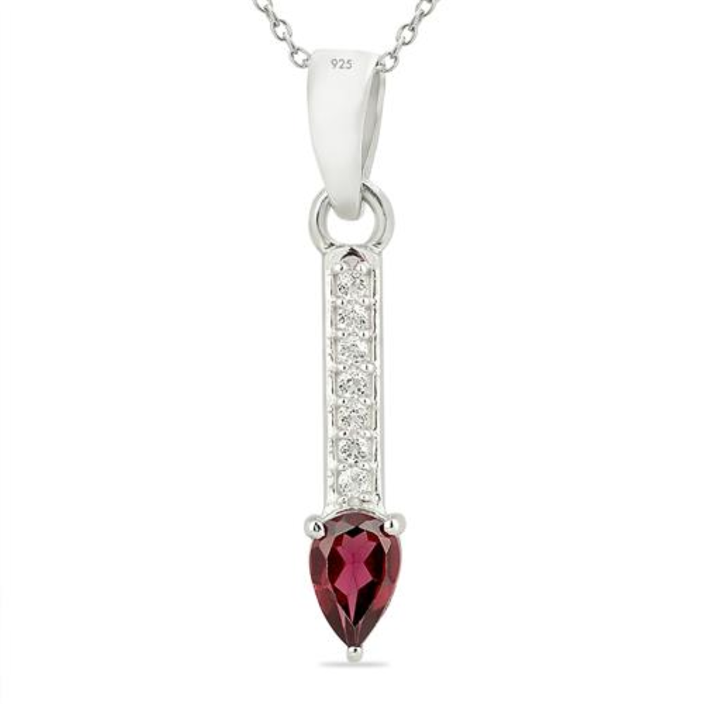 BUY NATURAL  RHODOLITE STONE CLASSIC PENDANT IN 925 SILVER