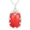 BUY STERLING SILVER COMPRESSED RED CORAL BIG STONE PENDANT