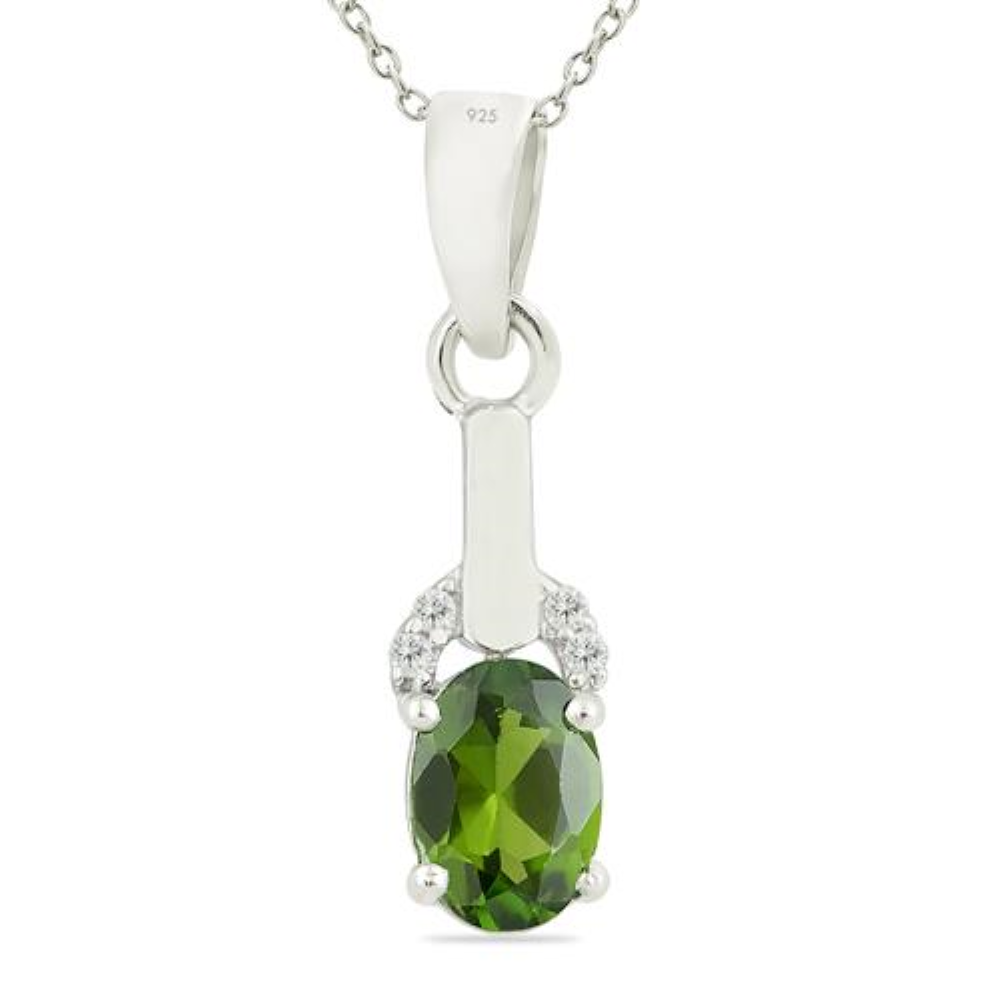 BUY 925 SILVER CLASSIC PENDANT WITH NATURAL CHROME DIOPSIDE GEMSTONE