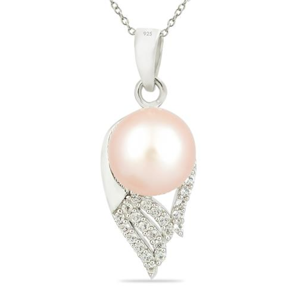 BUY NATURAL PEACH PEARL GEMSTONE PENDANT IN 925 SILVER 