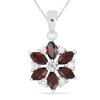 BUY REAL GARNET GEMSTONE CLUSTER PENDANT IN 925 STERLING SILVER – RHODIUM PLATED | JEWELPIN
