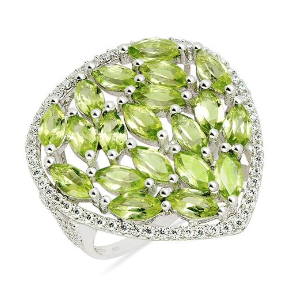 BUY REAL PERIDOT GEMSTONE STYLISH RING IN 925 SILVER