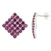 BUY 925 STERLING SILVER RHODOLITE STONE CLUSTER EARRINGS