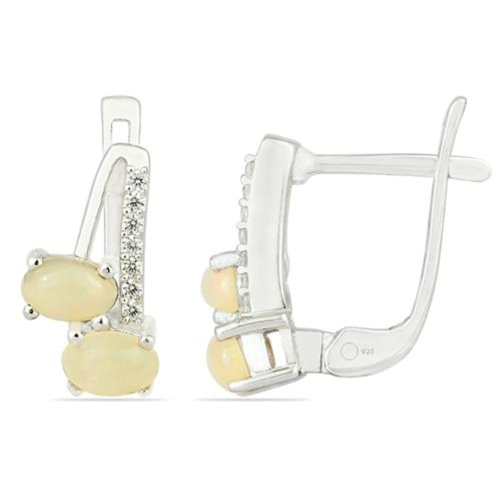 BUY NATURAL ETHIOPIAN OPAL GEMSTONE EARRINGS IN 925 SILVER