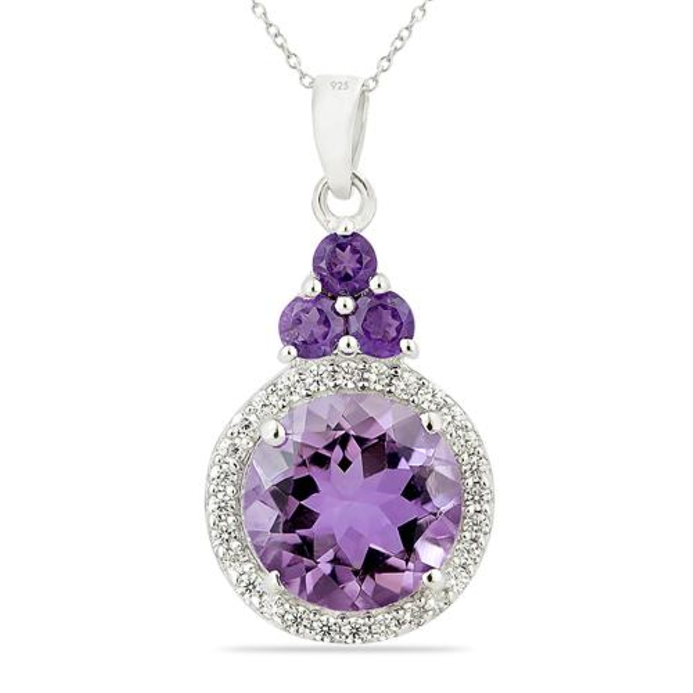 BUY BRAZILIAN AMETHYST MULTI GEMSTONE PENDANT IN STERLING SILVER