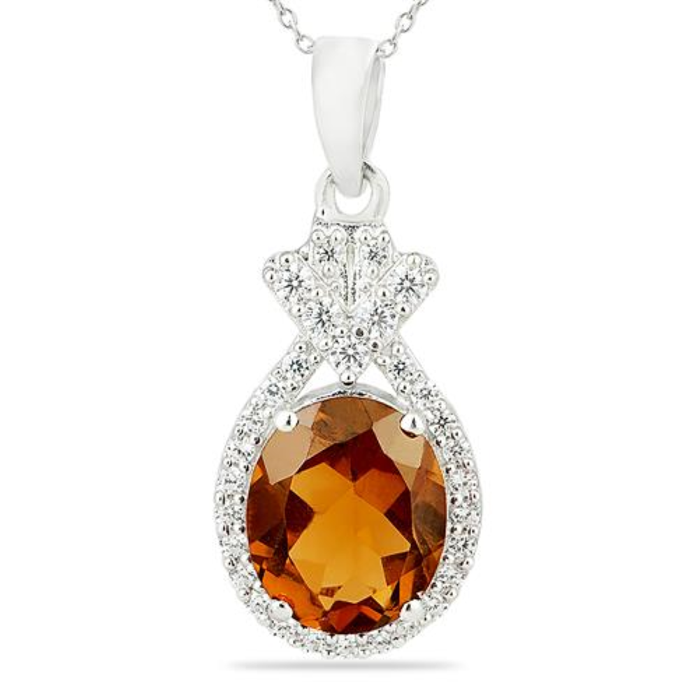 BUY NATURAL WHISKY QUARTZ CLASSIC PENDANT IN 925 STERLING SILVER