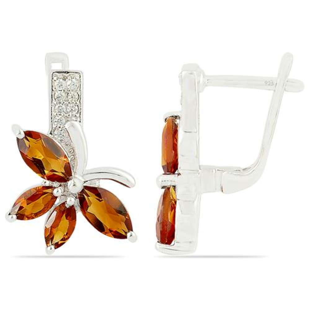 BUY STERLING SILVER NATURAL MADEIRA CITRINE GEMSTONE EARRINGS