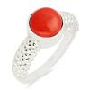 BUY COMPRESSED RED CORAL GEMSTONE RING IN STERLING SILVER