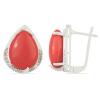 BUY STERLING SILVER COMPRESSED RED CORAL GEMSTONE BIG STONE EARRINGS
