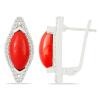 BUY RED CORAL GEMSTONE CLASSIC EARRINGS IN 925 SILVER