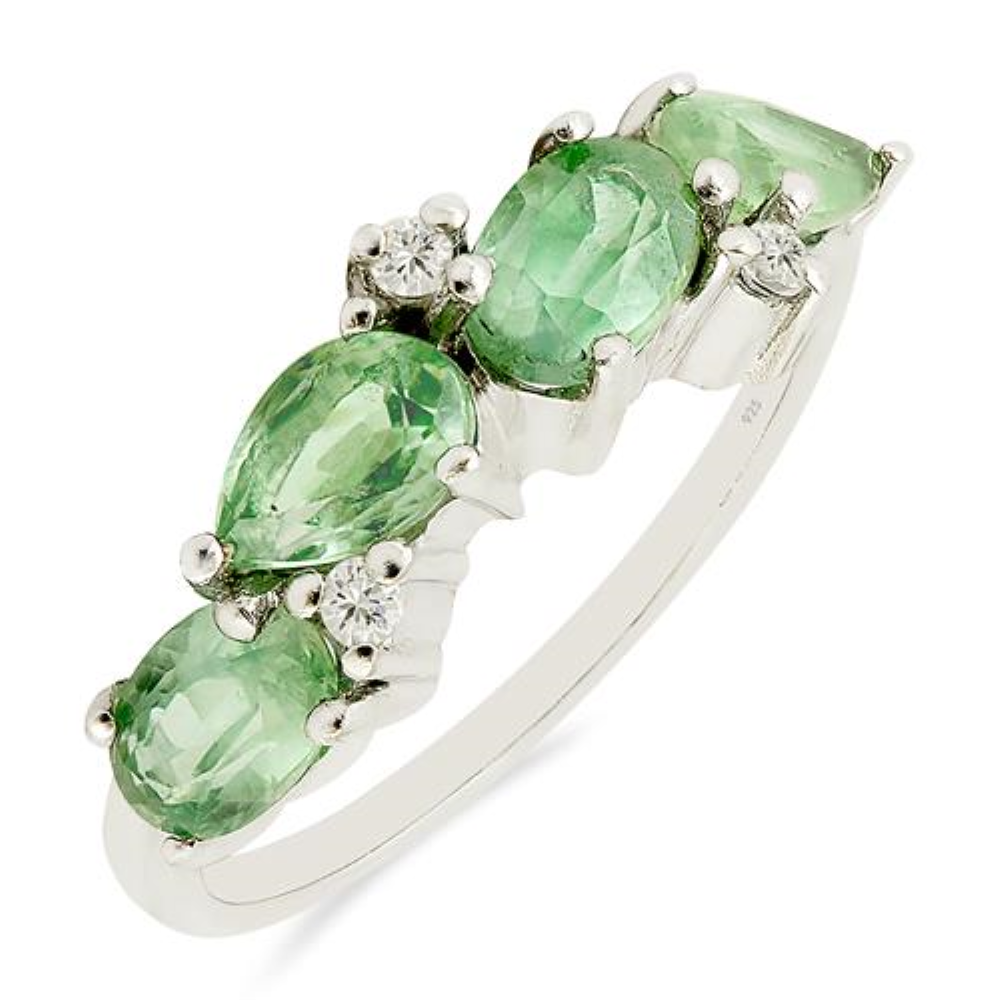BUY NATURAL MINT KYANITE MULTI STONE RING IN 925 STERLING SILVER